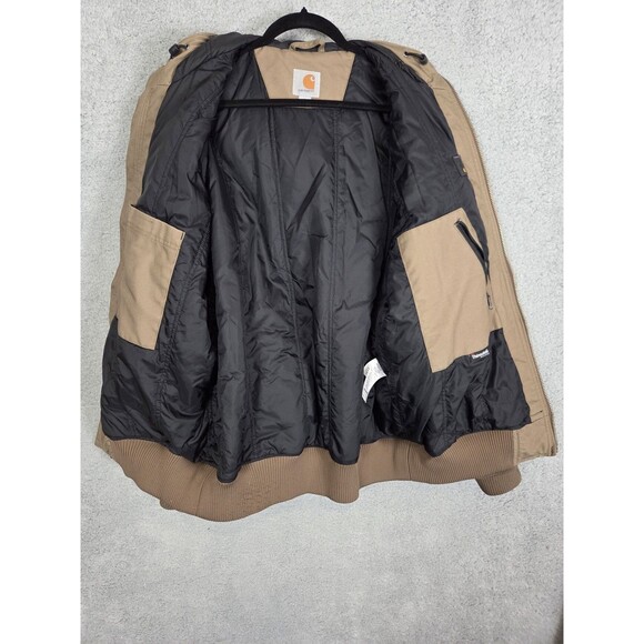 Carhartt Jacket Mens Large Brown Hooded Canvas Quick Duck Full Zip Workwear Coat - Picture 7 of 15
